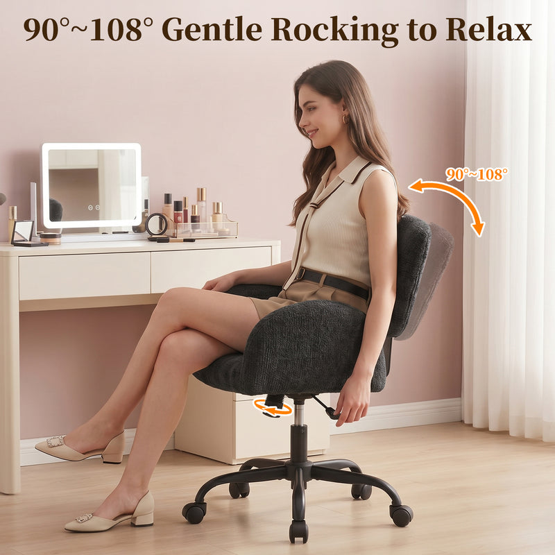 Adjustable Swivel Chenille Home Office Chair with Wrap-Around Armrests