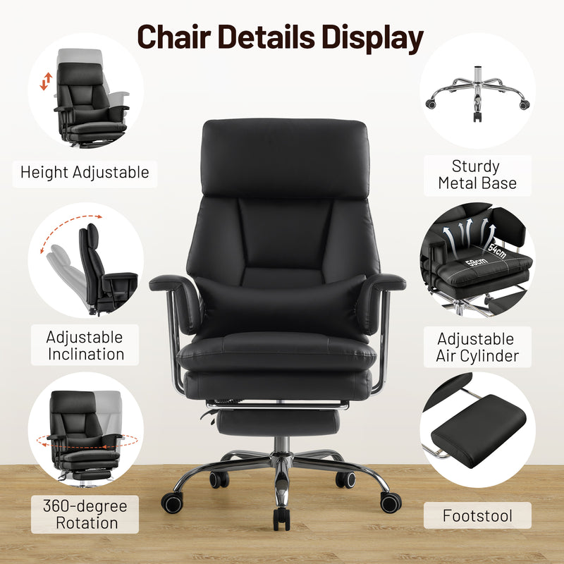 PU Leather High Back Executive Office Chair with Adjustable Lumbar Support