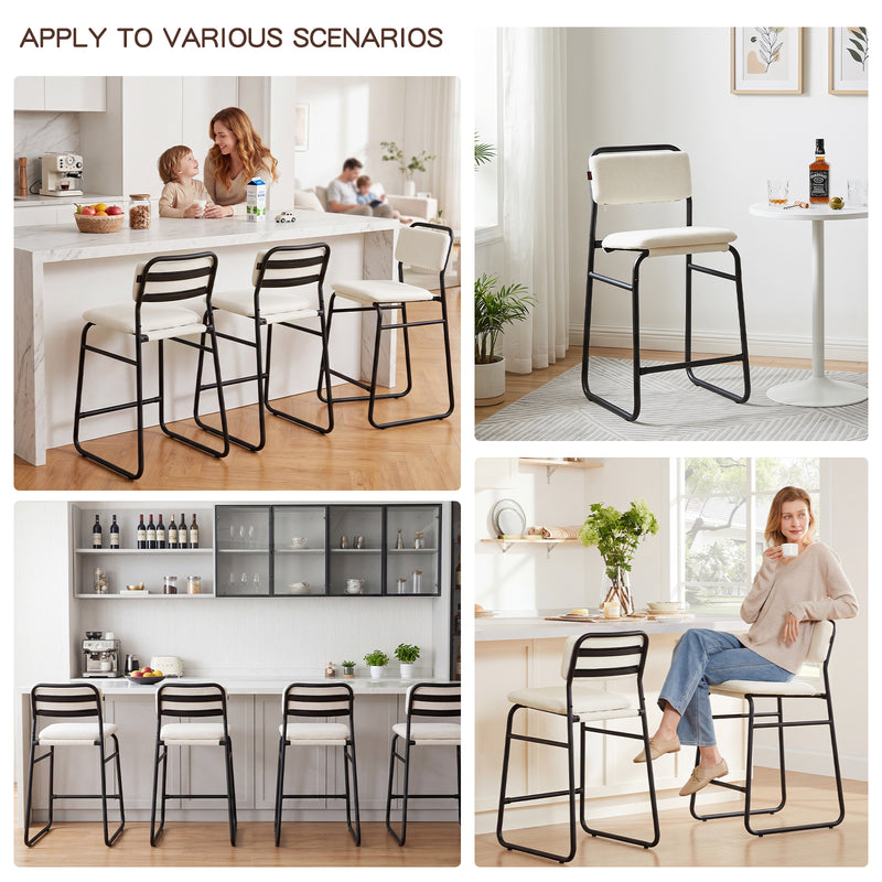 Counter Height Bar Stools Set of 2,26’’H Upholstered Bar Stools With Footrest