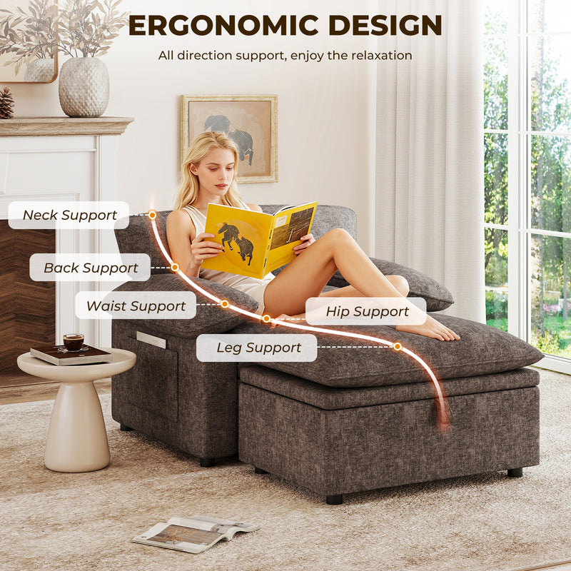 Oversized Accent Chair with Storage Ottoman