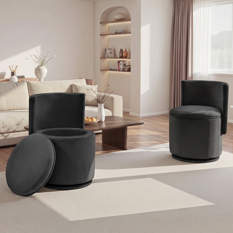 360° Swivel Accent Chair,Velvet Vanity With Storage
