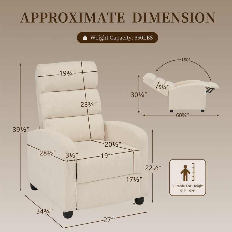 Small Manual Recliner Chair for Small Spaces