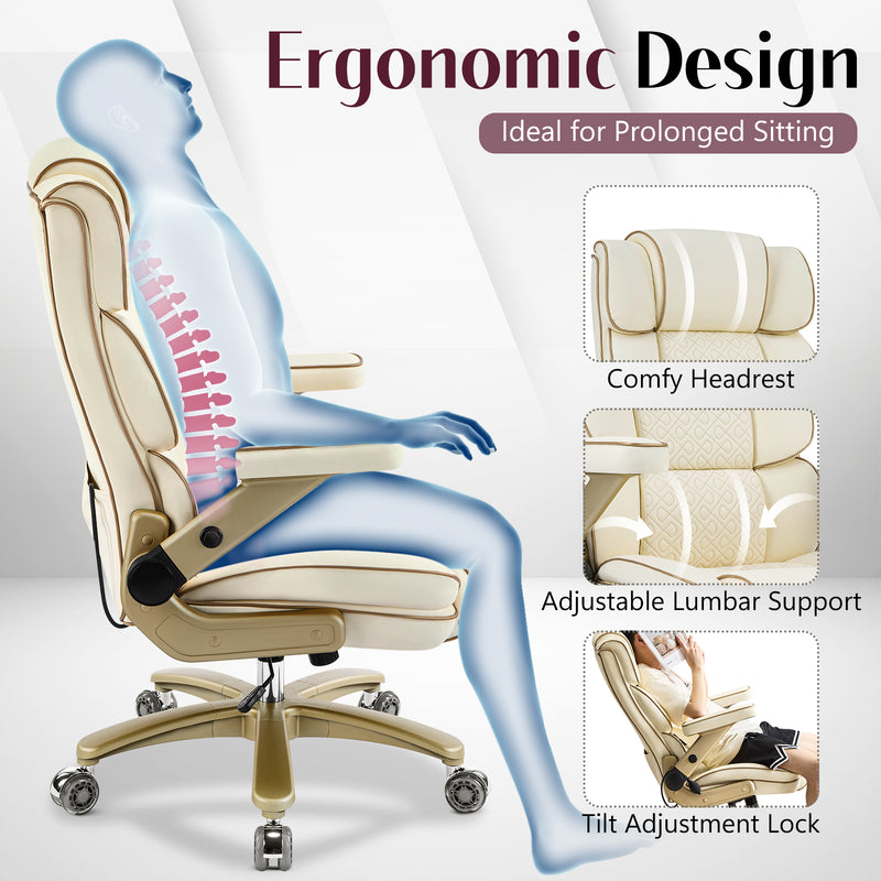 Heavy Duty Leather Ofifice Chair with 5D Armrests Comfortable Seat