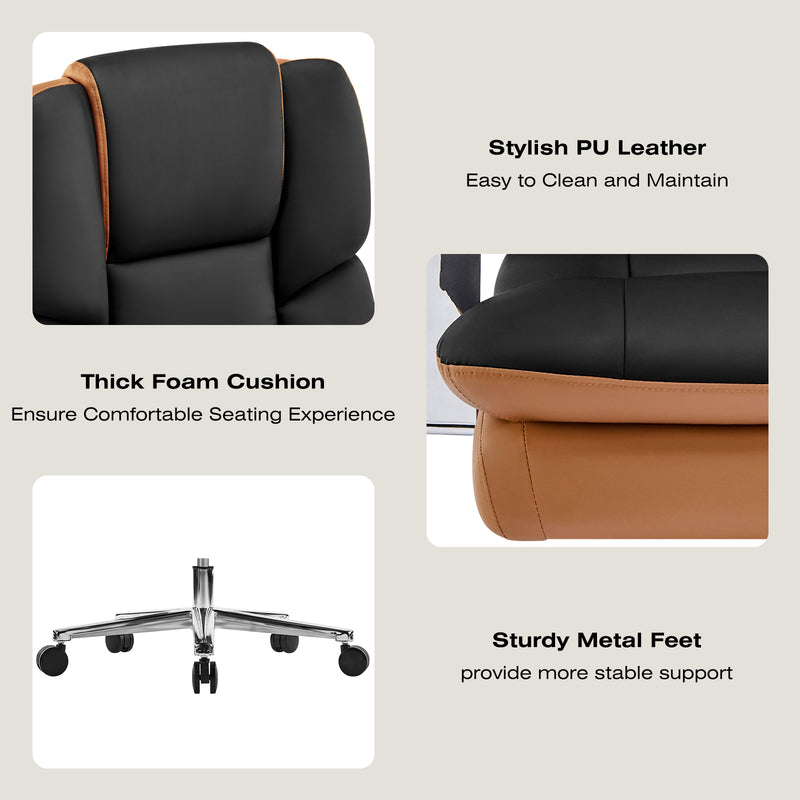 Furniliving faux leather office chair with footrest