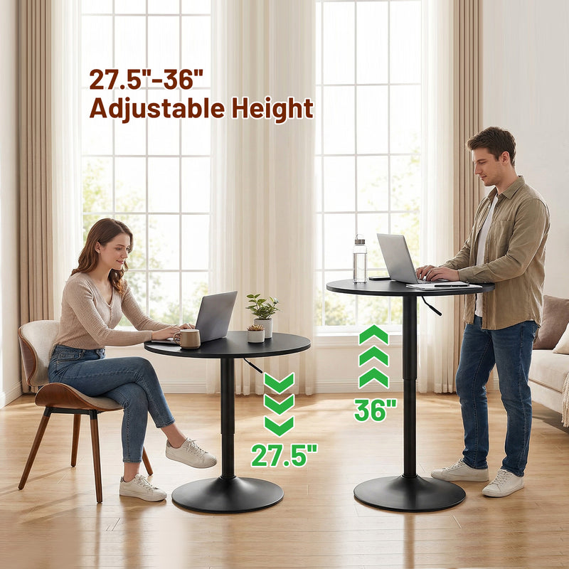 Furniliving Modern Round Side Table Adjustable Height Bar Table