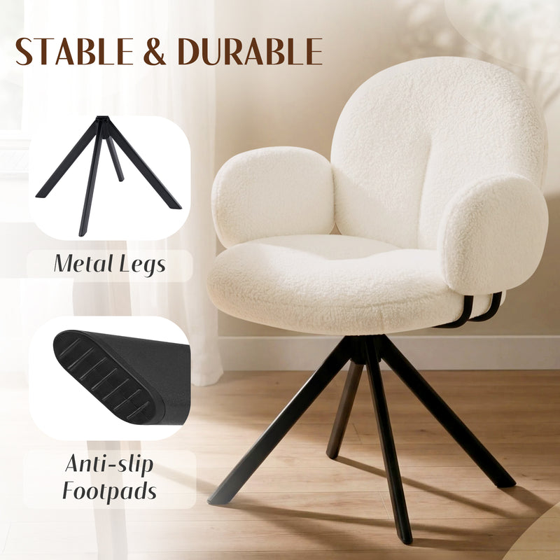Cute Swivel Teddy Vanity Chair With Round Shaped