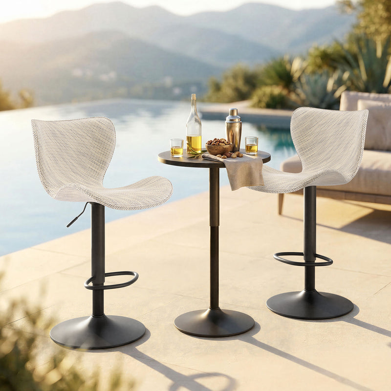 Adjustable Outdoor HDPE Bar Stools Set of 2, All-Weather Textilene Swivel Patio Bar Chairs