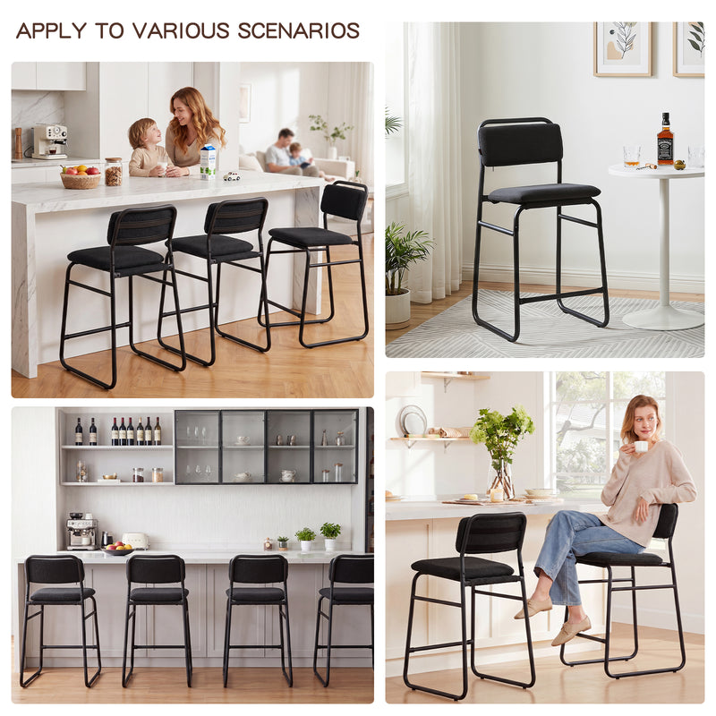 Counter Height Bar Stools Set of 2,26’’H Upholstered Bar Stools With Footrest