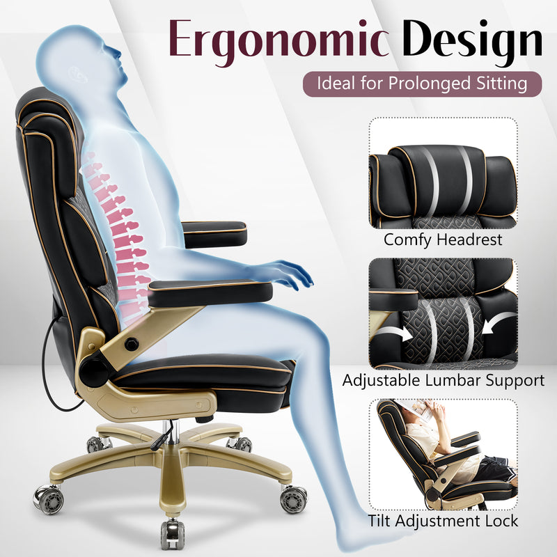 Heavy Duty Leather Ofifice Chair with 5D Armrests Comfortable Seat