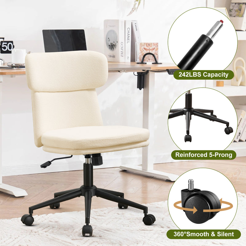 Armless Office Chair with Wheels