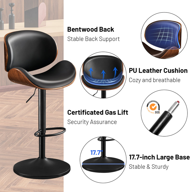 Upholstered Bar Stool Set Of 2 With Footrest