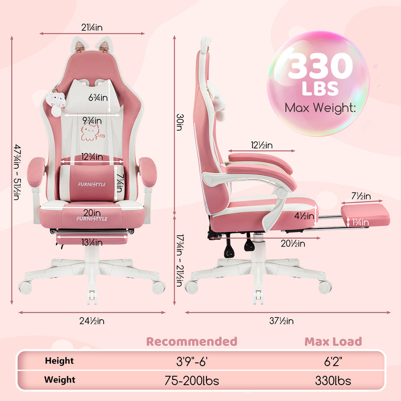 Comfy Girly Video Game Chair With Cat Ears