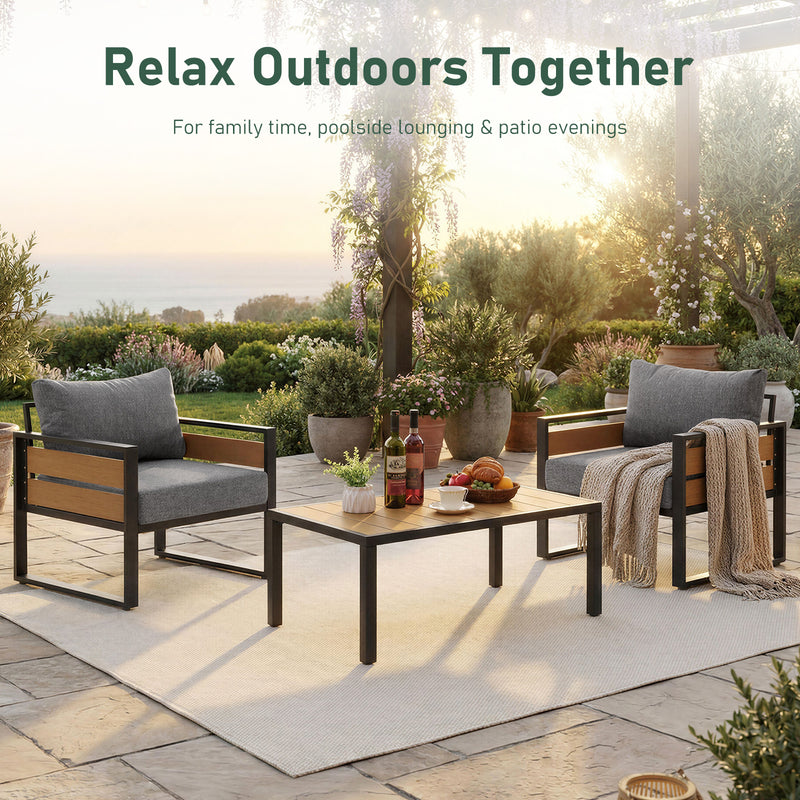 Furniliving  Patio Furniture Set, 2-Piece Steel Outdoor Sectional, 2-Seats Patio Conversation Set with Deep Seating