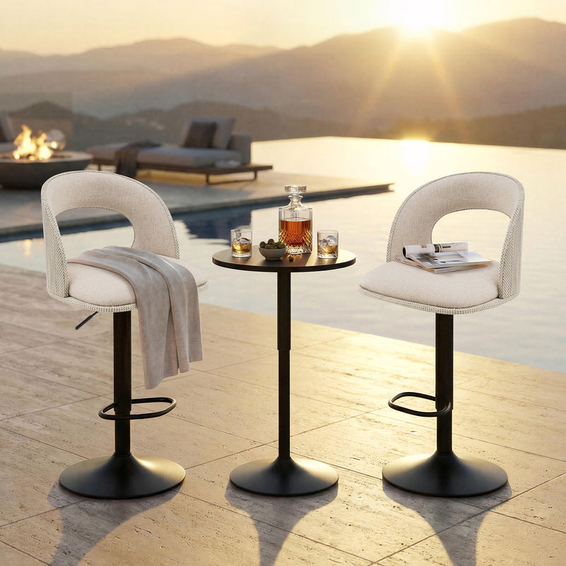 Adjustable Outdoor HDPE Bar Stools Set of 2, Waterproof Textilene Swivel Patio Bar Chairs