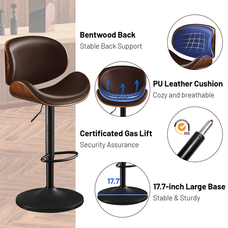 Upholstered Bar Stool Set Of 2 With Footrest