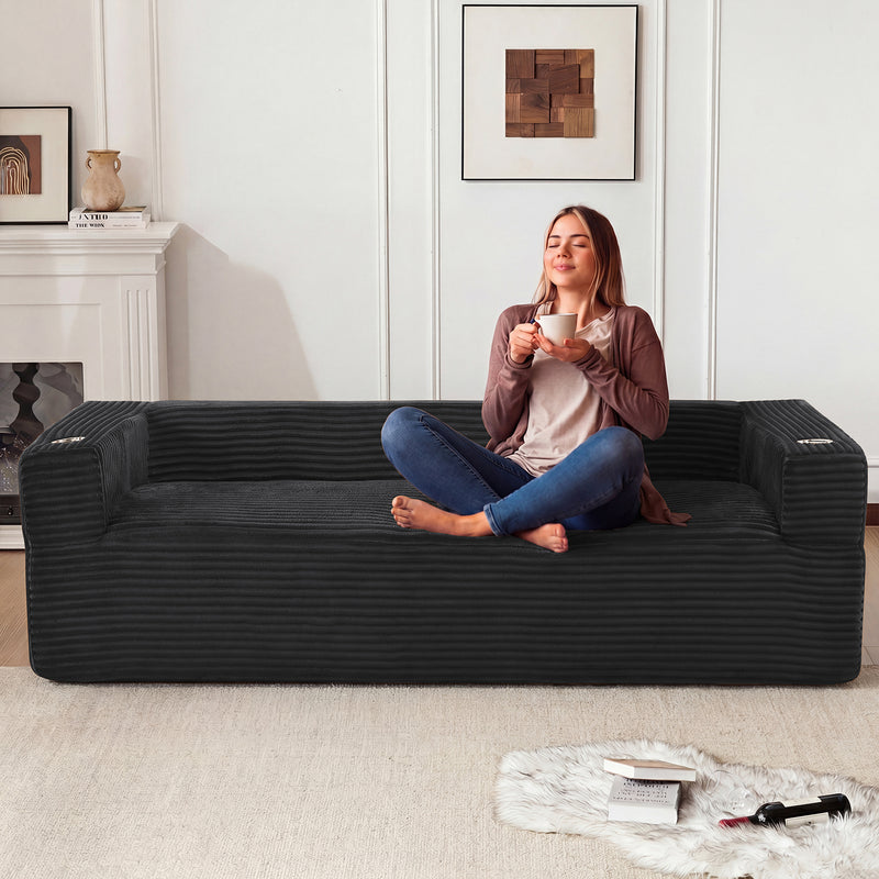 92'' Oversize boneless Sofa,Modern Loveseat with Cup Holder