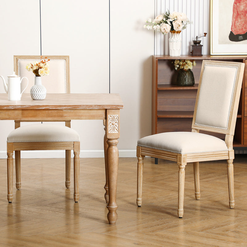 French Country Upholstered Dining Chairs Set of 2