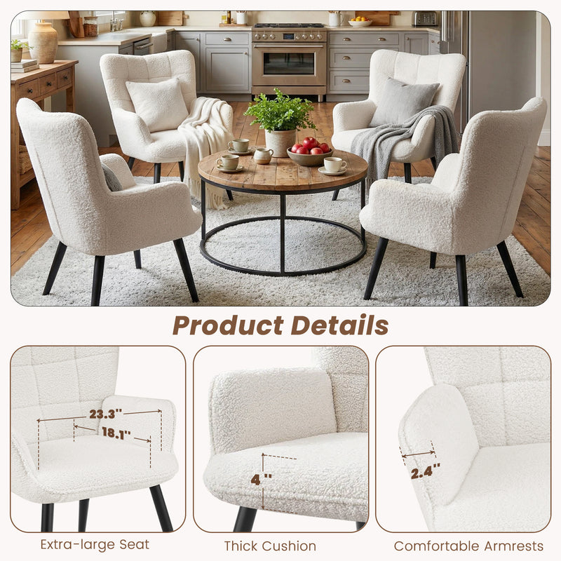 PU Leather Accent Chair With High Backrest Comfortable Tufted With Feather-Like Armrests
