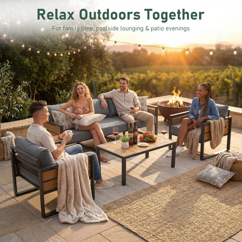 Furniliving  Patio Furniture Set, 2-Piece Steel Outdoor Sectional, 2-Seats Patio Conversation Set with Deep Seating