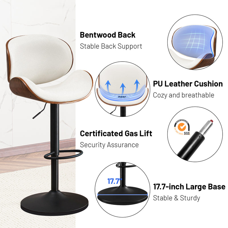Upholstered Bar Stool Set Of 2 With Footrest