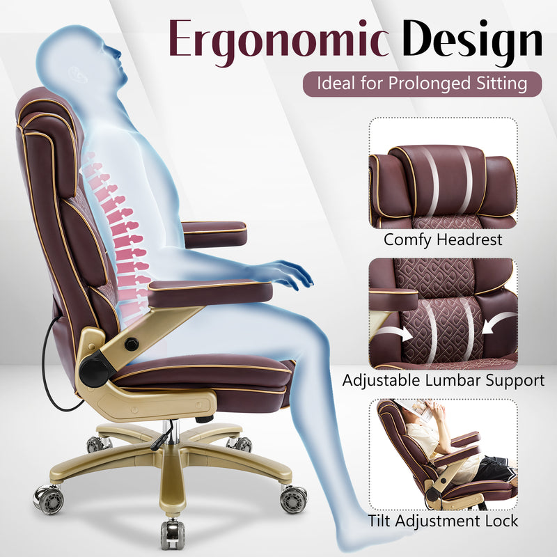 Heavy Duty Leather Ofifice Chair with 5D Armrests Comfortable Seat