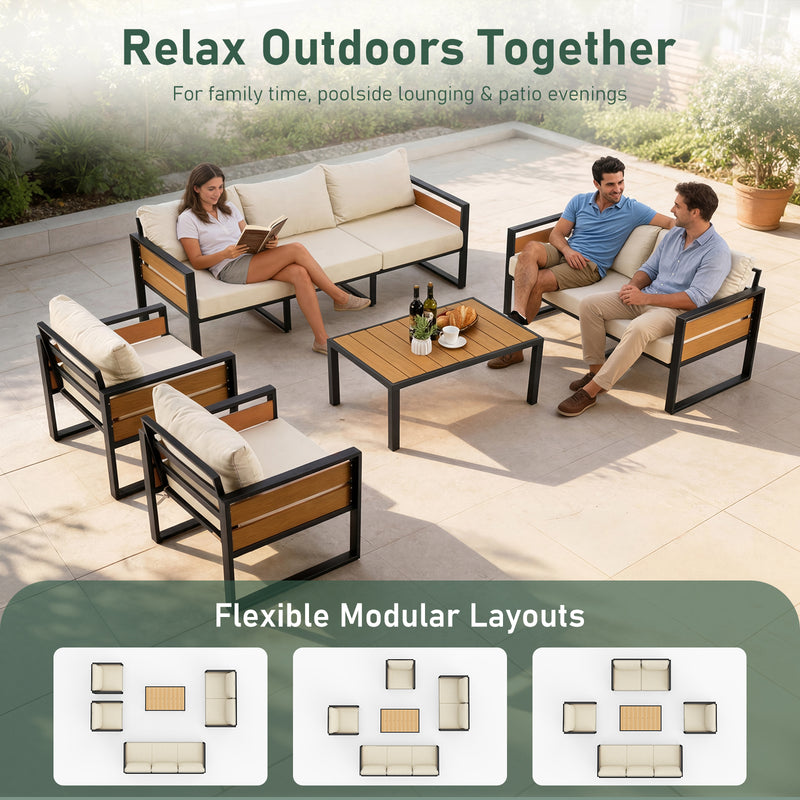 Furniliving  Patio Furniture Set, 2-Piece Steel Outdoor Sectional, 2-Seats Patio Conversation Set with Deep Seating