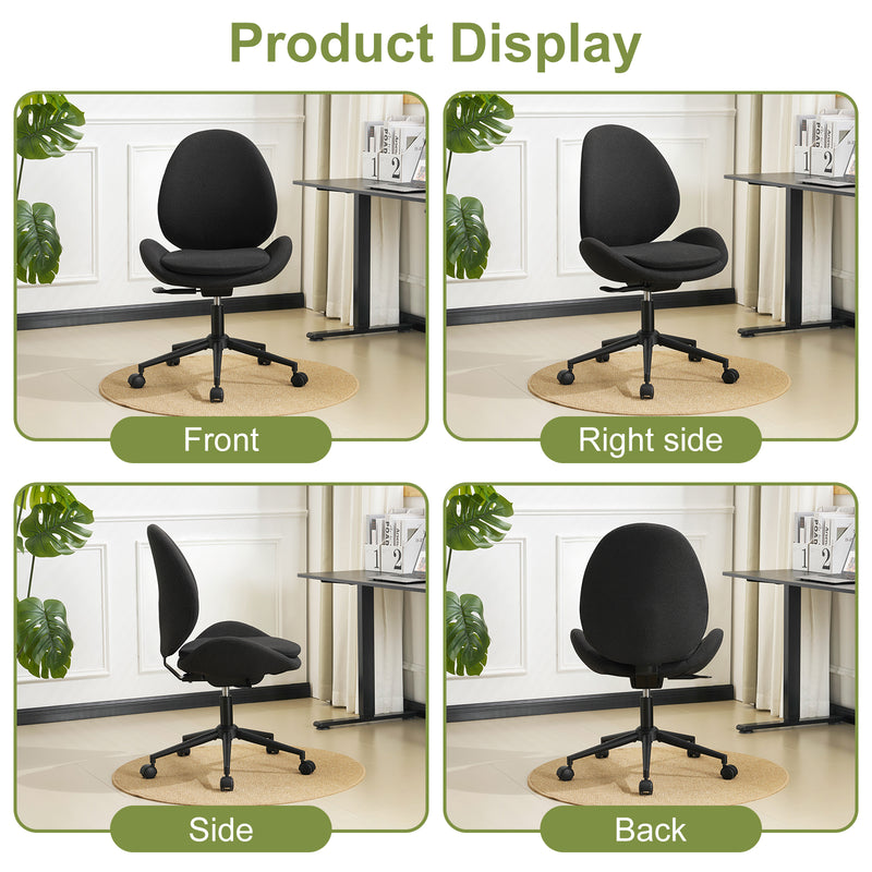 Luxury Chenille Swivel Desk Chair with Ergonomic Curved Teardrop Back