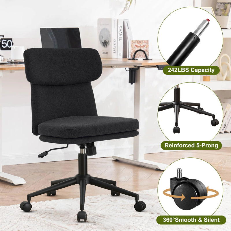 Armless Office Chair with Wheels
