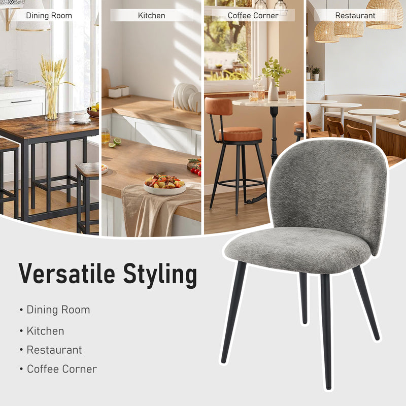 2-PCS Modern Chenille Dining Chairs Comfortable Armless Chairs With Mid Backrest