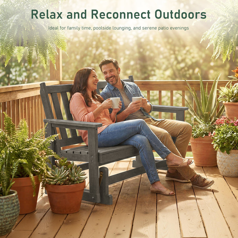 HDPE All-Weather Outdoor Patio Glider Bench for 2-Person