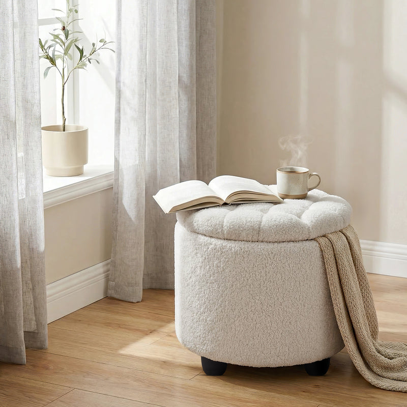 Avers Linen Upholstered Storage Ottoman