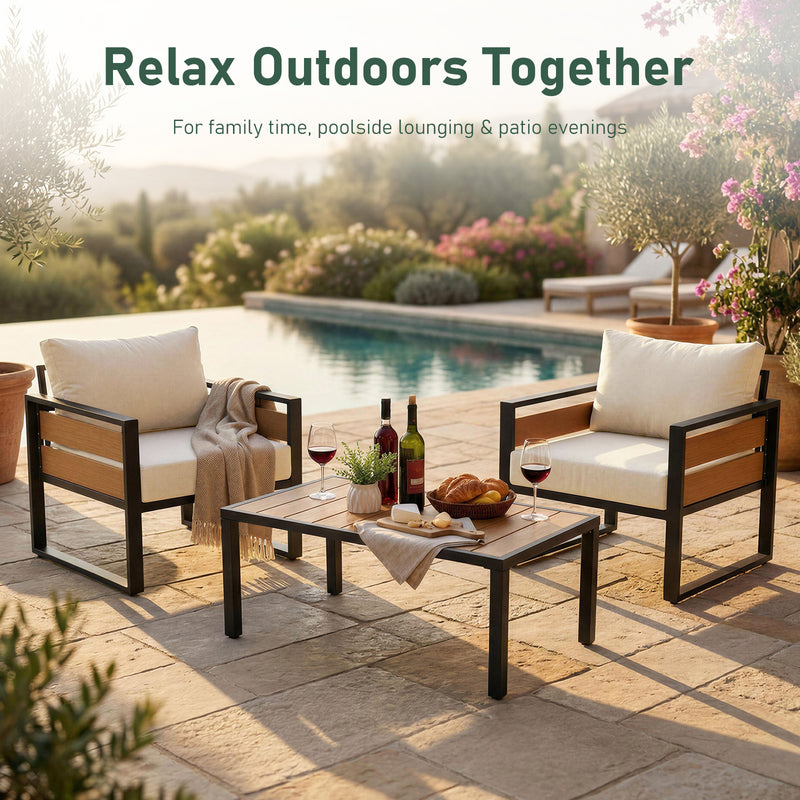 Furniliving  Patio Furniture Set, 2-Piece Steel Outdoor Sectional, 2-Seats Patio Conversation Set with Deep Seating