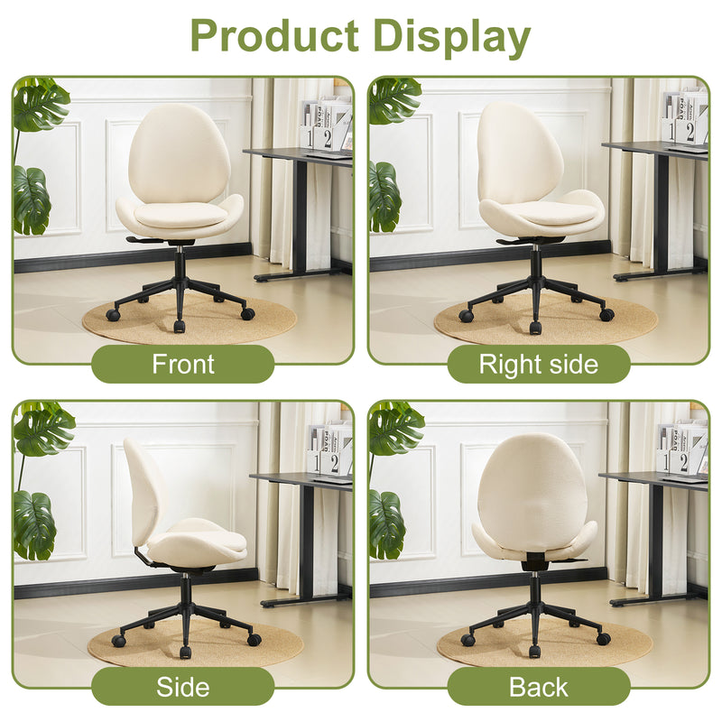 Luxury Chenille Swivel Desk Chair with Ergonomic Curved Teardrop Back