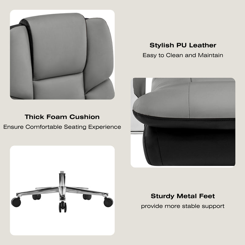 Furniliving faux leather office chair with footrest