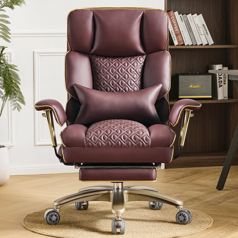 Furniliving Modern Big Tall Executive Office Chair Pu Leather Office Desk Chair With Footrest