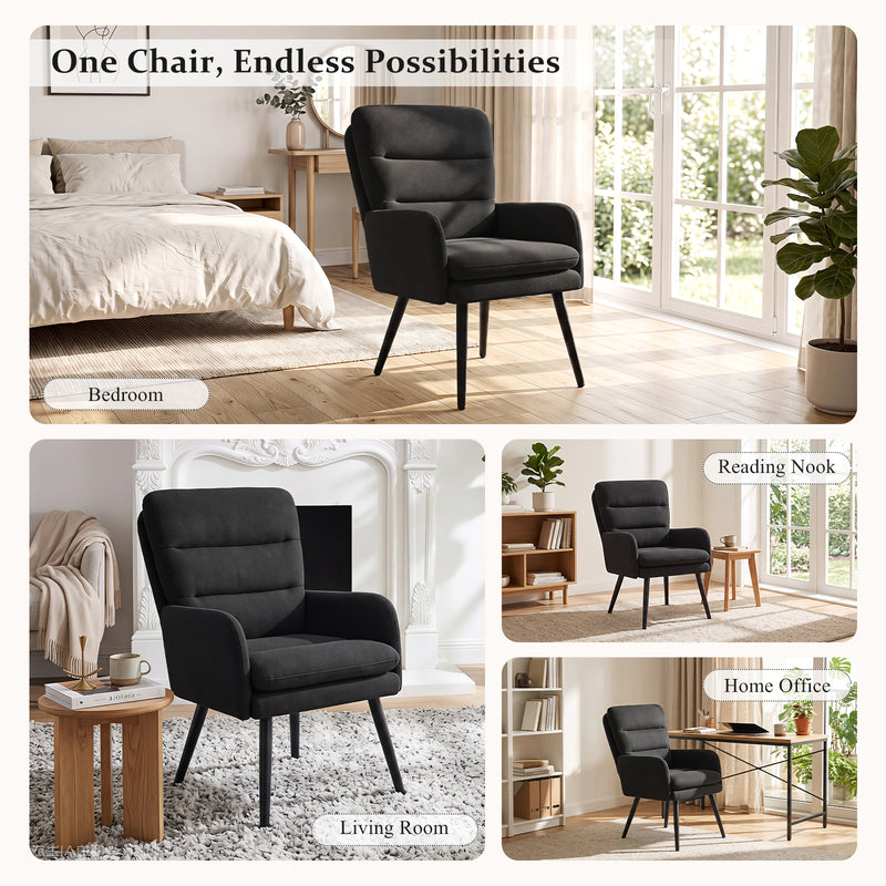 Chenille  Button Tufted High Back Armchair for Living Room