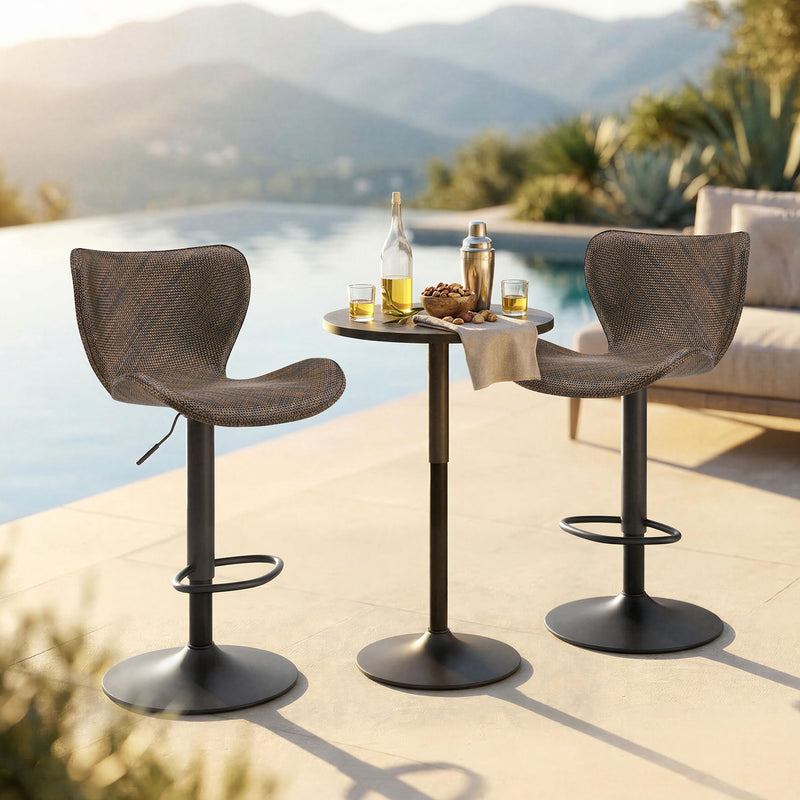 Adjustable Outdoor HDPE Bar Stools Set of 2, All-Weather Textilene Swivel Patio Bar Chairs