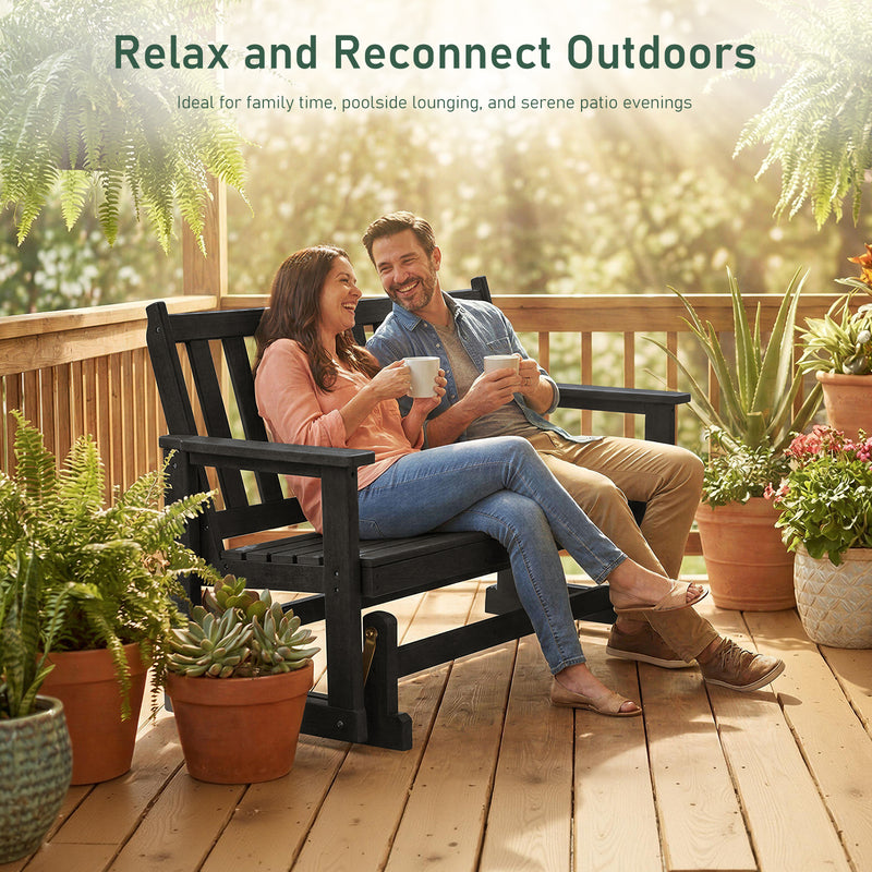 HDPE All-Weather Outdoor Patio Glider Bench for 2-Person