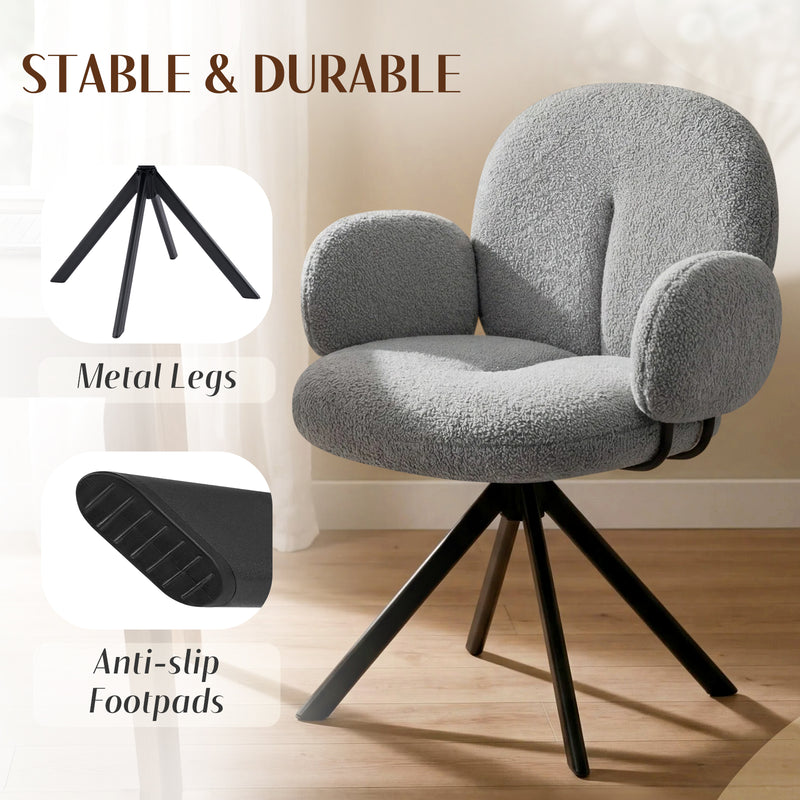 Cute Swivel Teddy Vanity Chair With Round Shaped