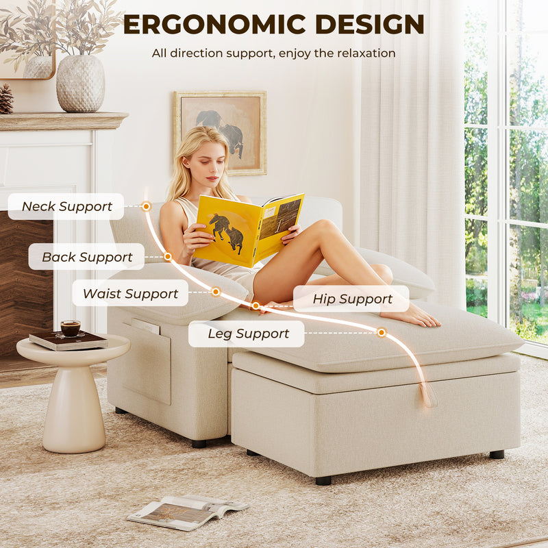 Oversized Accent Chair with Storage Ottoman