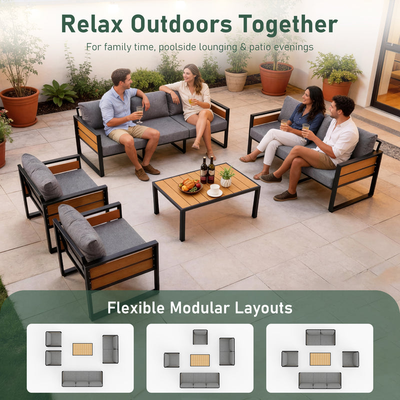 Furniliving  Patio Furniture Set, 2-Piece Steel Outdoor Sectional, 2-Seats Patio Conversation Set with Deep Seating