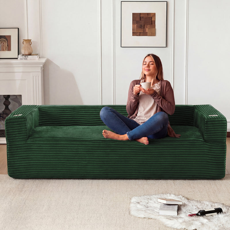 92'' Oversize boneless Sofa,Modern Loveseat with Cup Holder