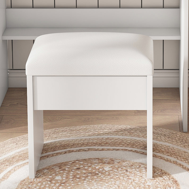 Vanity Table with Mirror & Adjustable LED Lights, Power Outlet, Hairdryer Holder & Stool – Compact Dressing Desk for Small Bedrooms