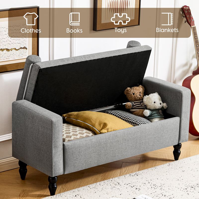 45.7’’ Linen Storage Ottoman Bench With Round Cushion