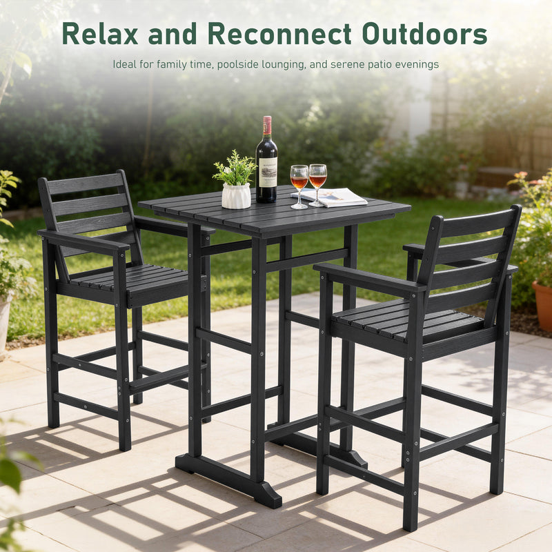 Outdoor Tall Adirondack Bar Chairs Set of 2,All-Weather HDPE Outdoor Bar Stools For Poolside