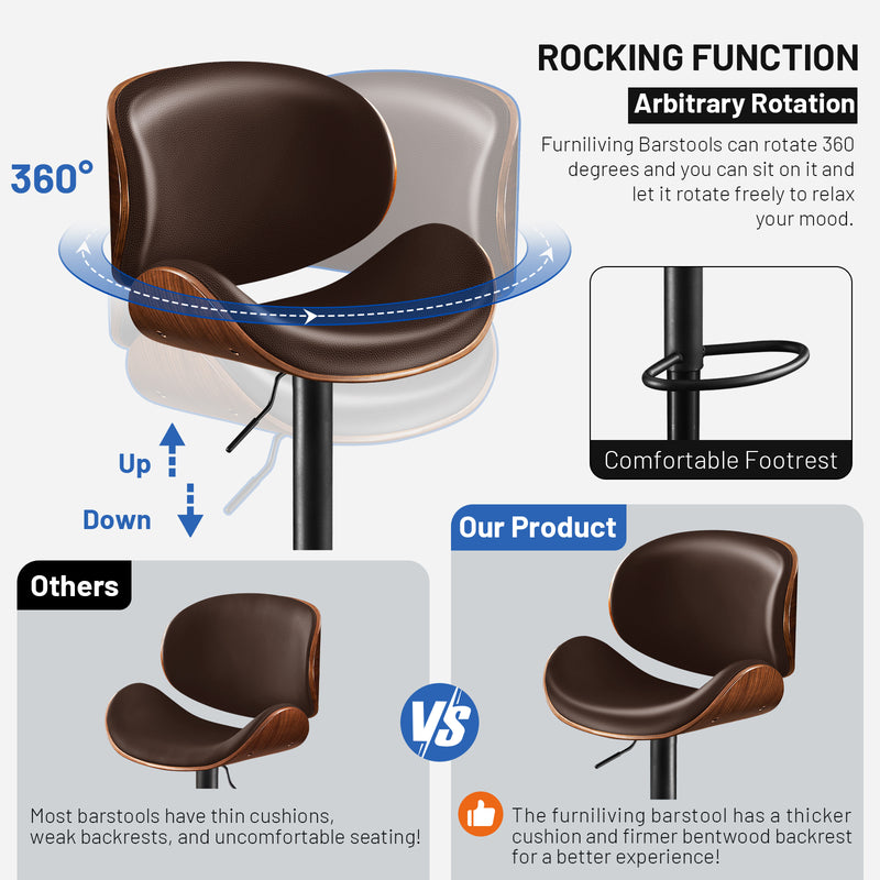 Upholstered Bar Stool Set Of 2 With Footrest