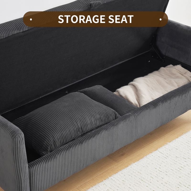 Furniliving Corduroy Upholstered Loveseat With Storage