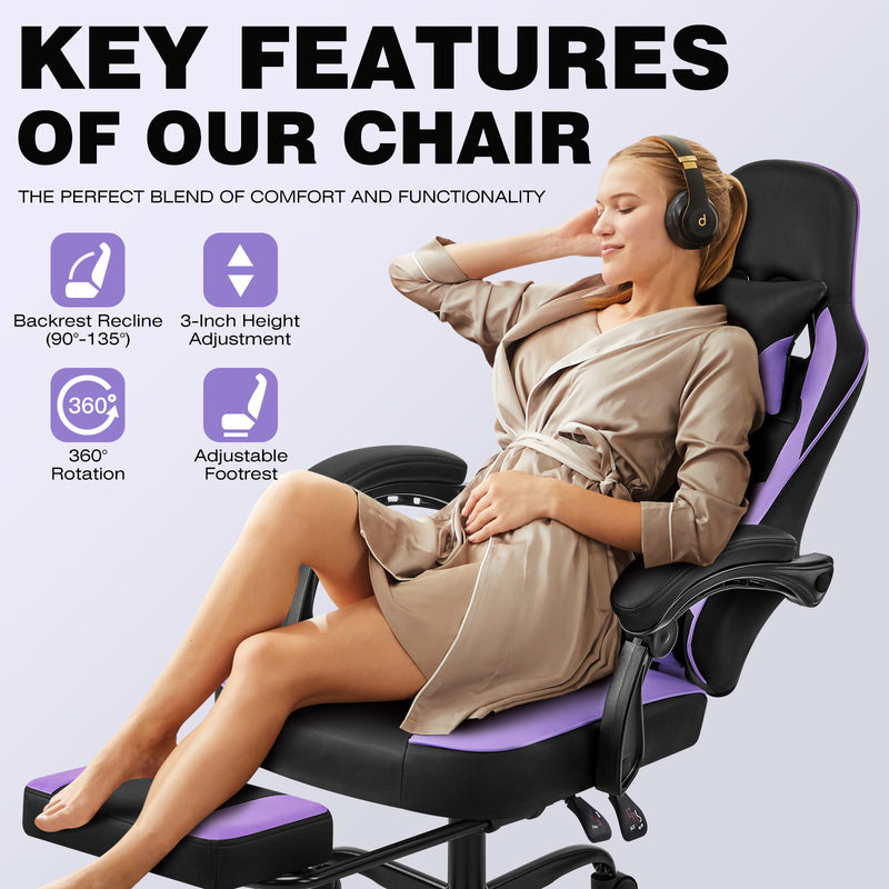 Gaming Chair with Footrest