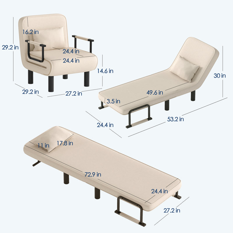 Furniliving Foldable Sofa Chair 4-in-1 Multi-Functional Lounge Chair