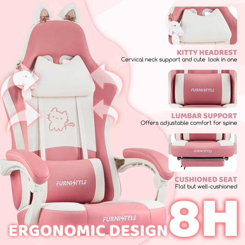 Comfy Girly Video Game Chair With Cat Ears